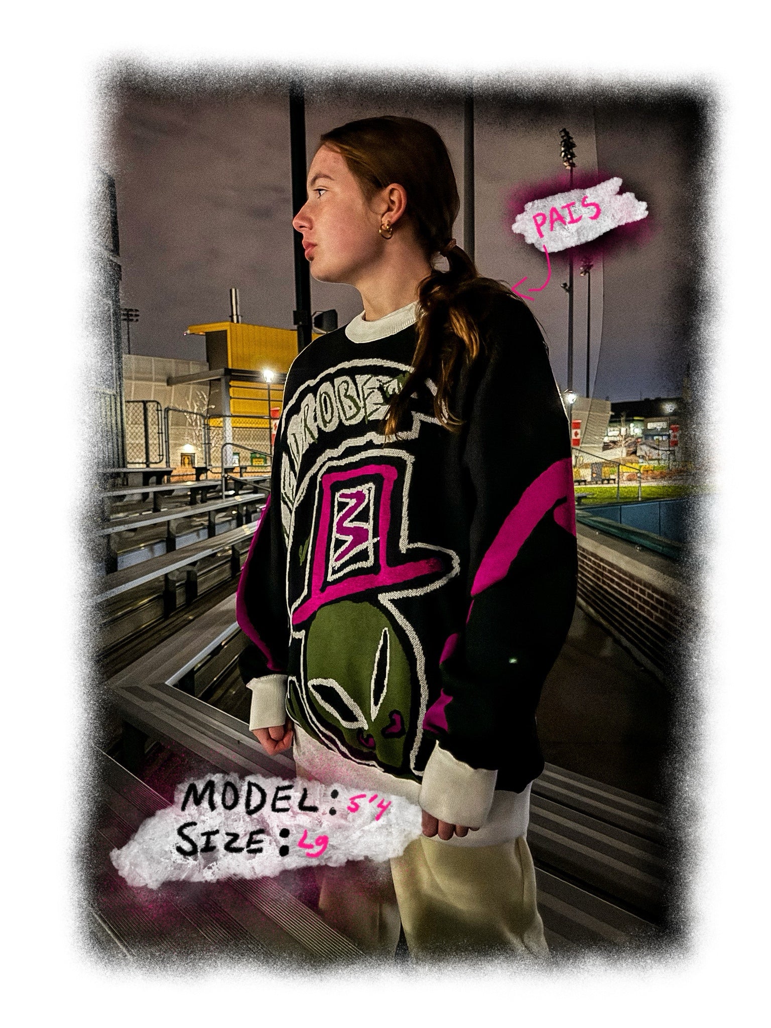 "what's ur wink??" knitted sweat (bubble gum)