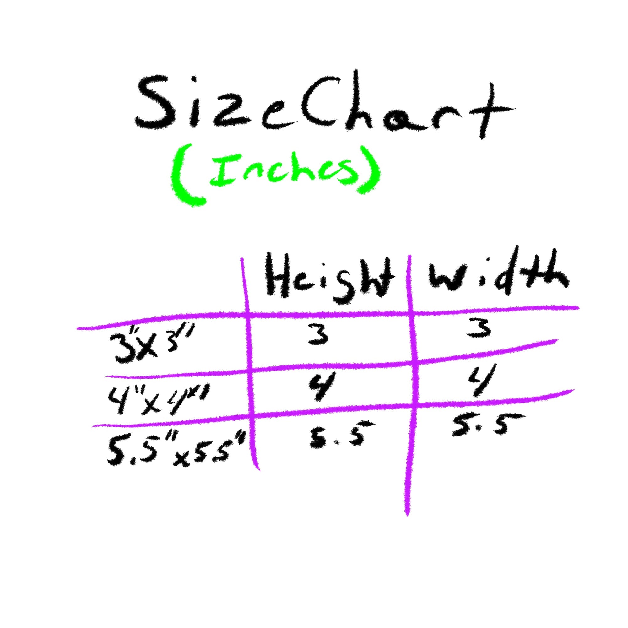 Size chart