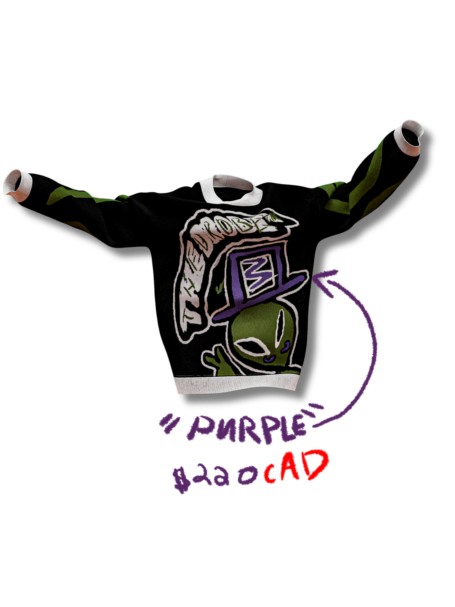 "what's ur wink??" knitted sweat "purple"