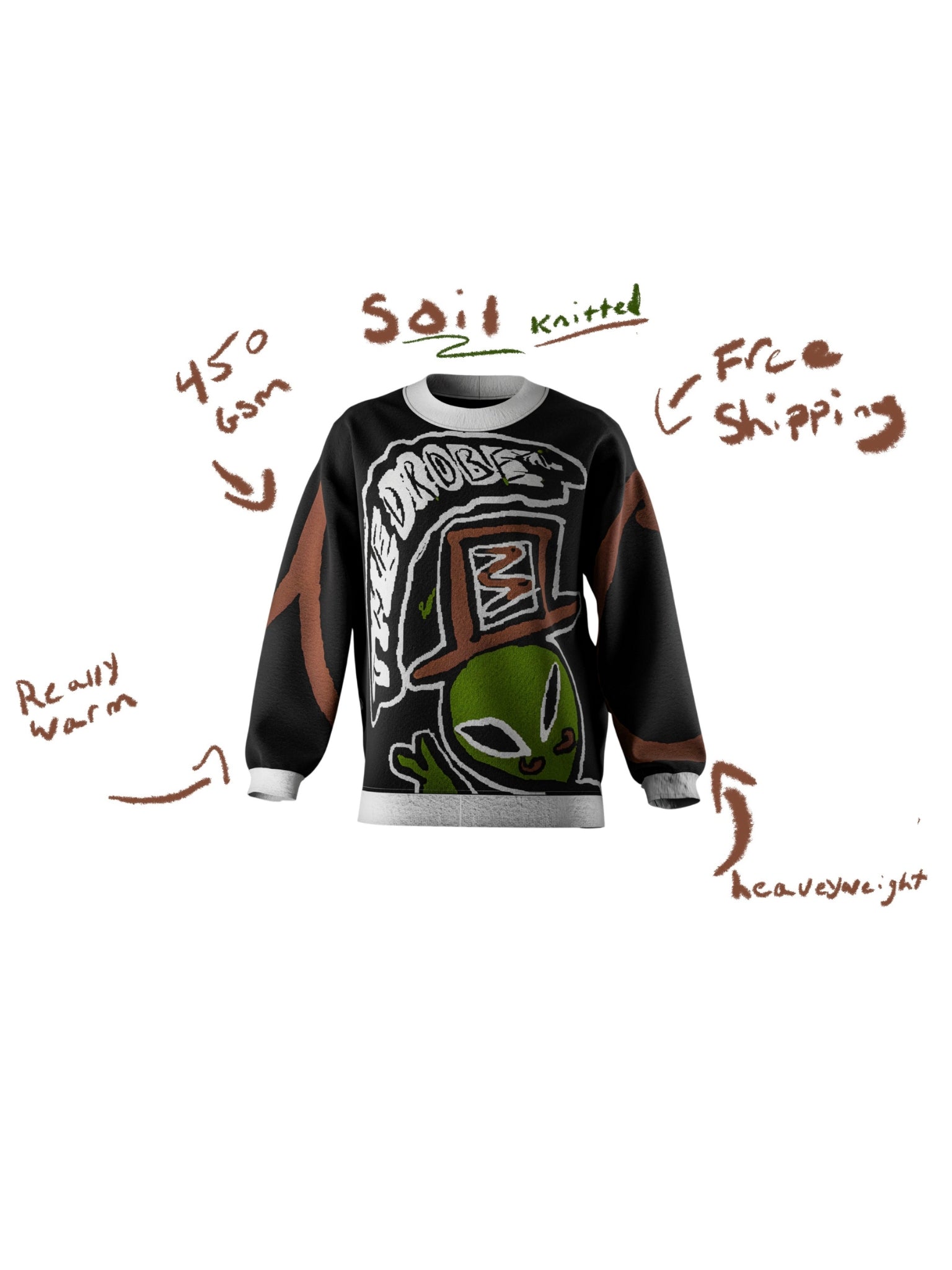 "what's ur wink??" knitted sweat (soil)